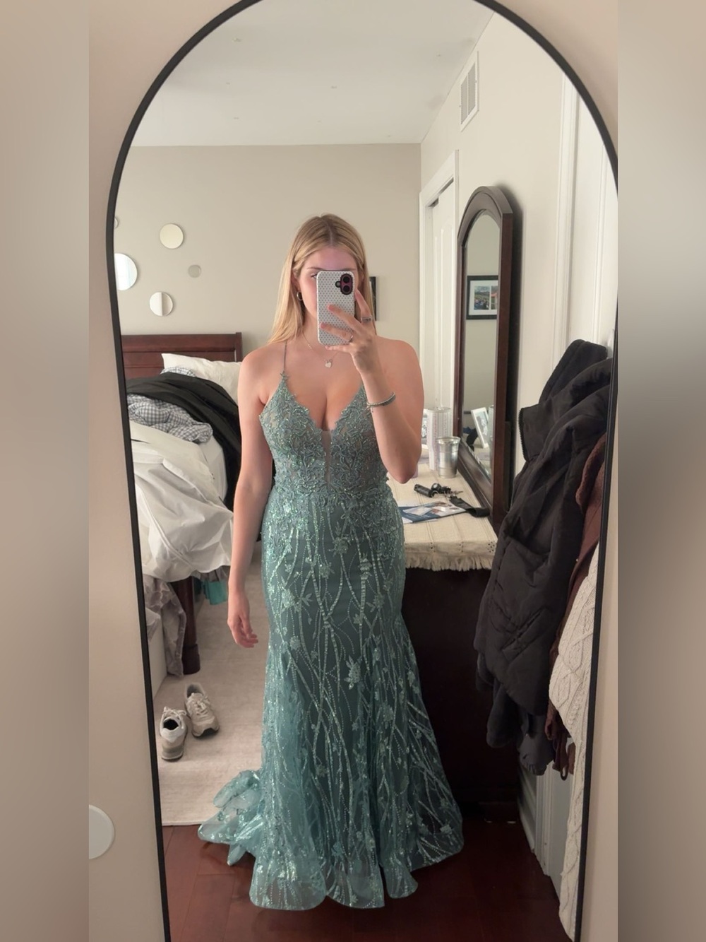 ellie wilde Teal Mermaid Prom Gown